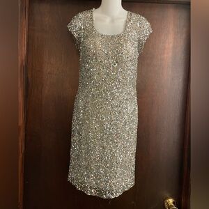 Boston Proper Brand Women's size 6 Champagne Sequin Beaded Cocktail Dress